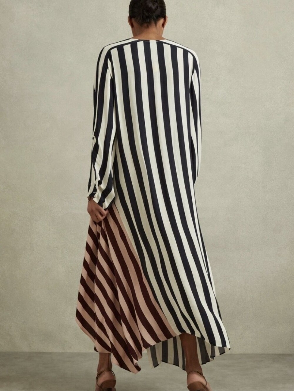 Reiss Nola Colourblock Asymmetric Stripe Midi Dress - Picture 14 of 16